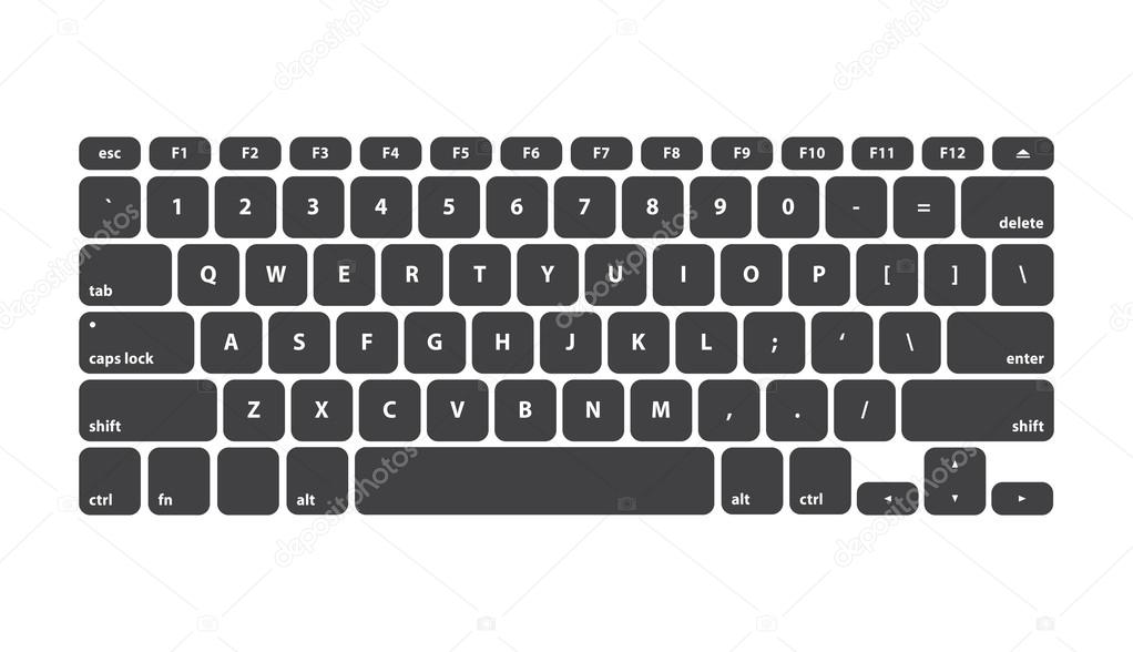 Black Keyboard Stroke QWERTY - Isolated Vector Illustration