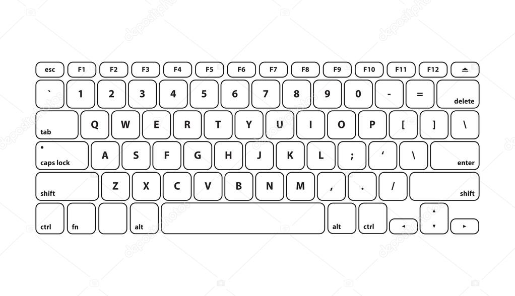 White Keyboard Stroke QWERTY - Isolated Vector Illustration