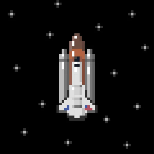 Transbordador espacial Pixel en el espacio - Ilustración vectorial aislada — Archivo Imágenes Vectoriales