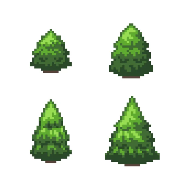 Piksel ağaçlar - izole vektör çizim seti