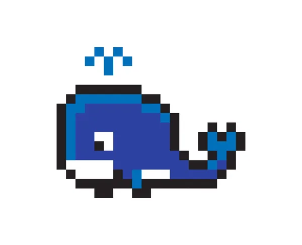 Pixel ikon a bálna - elszigetelt vektoros illusztráció — Stock Vector