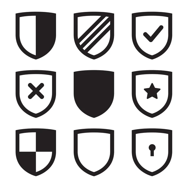 9 farklı kalkanlar - izole vektör çizim seti