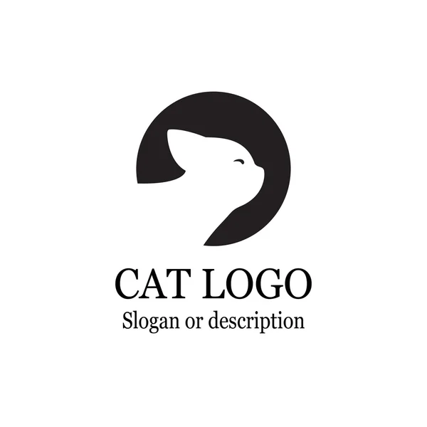 Kedi Logo siyah daire - izole vektör çizim