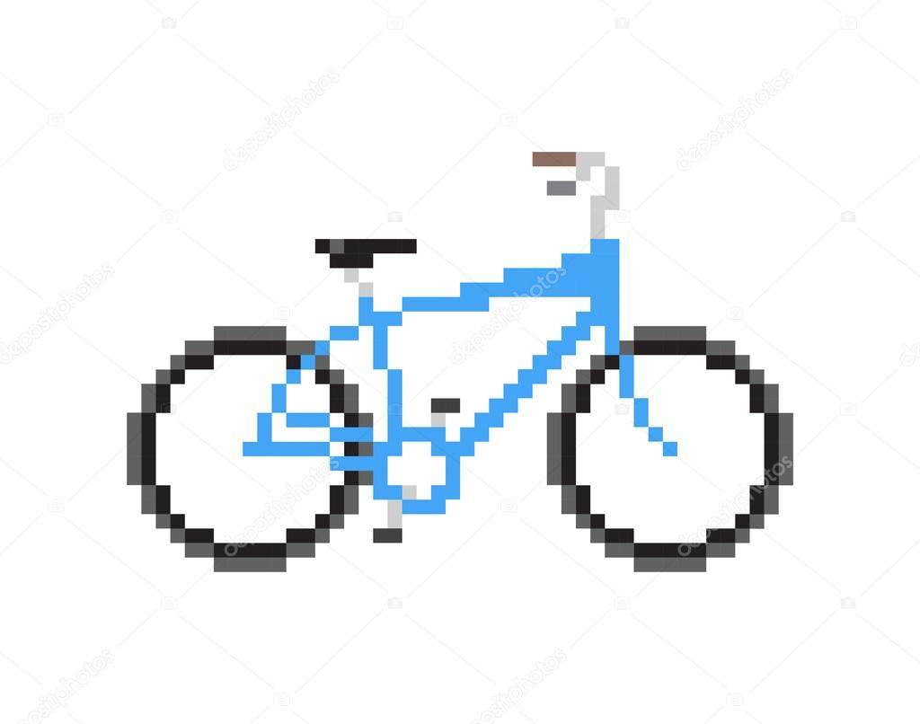 Pixeled blue bicycle - Isolated Vector Illustration