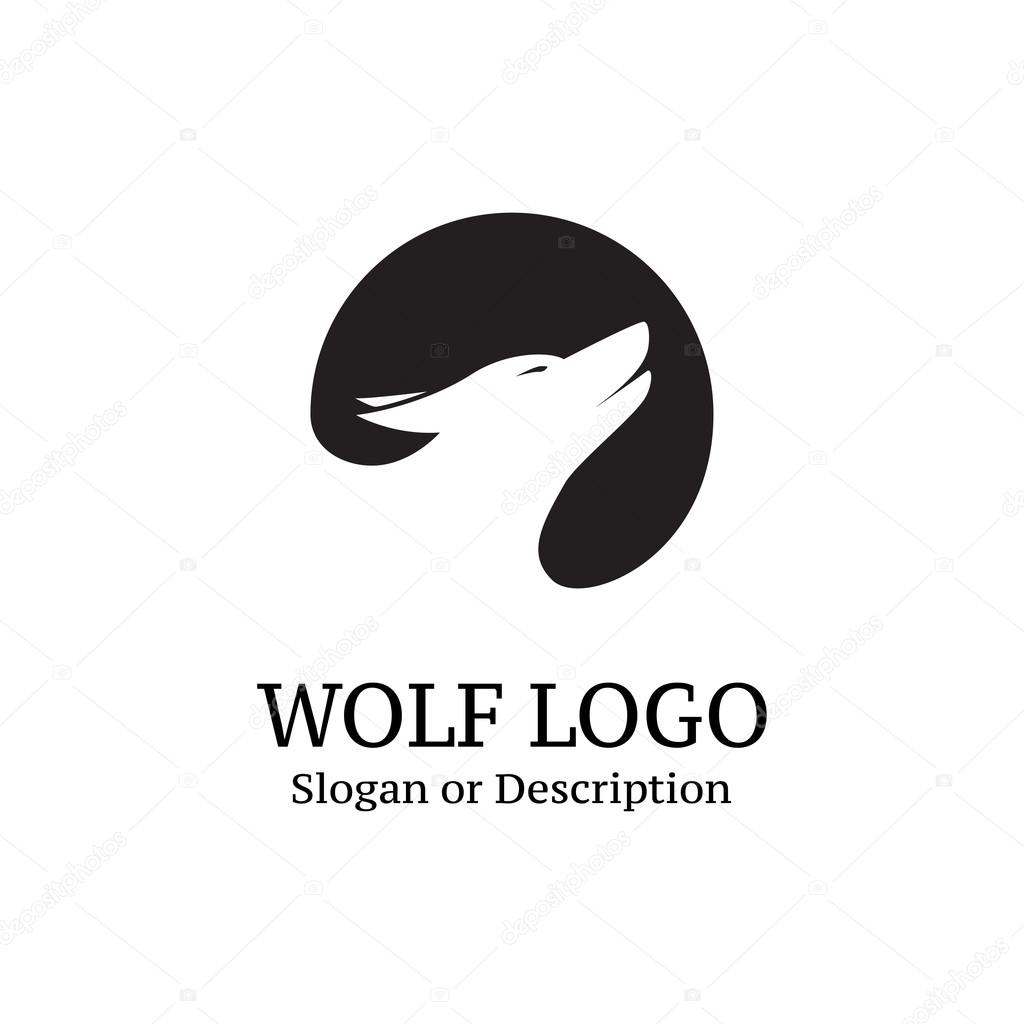 Wolf logo in black circle for company - Isolated Vector Illustration