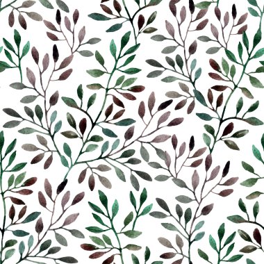 Suluboya seamless modeli ağaç dalları ile. Sonbahar arka plan