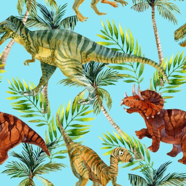 Dinozor suluboya seamless modeli