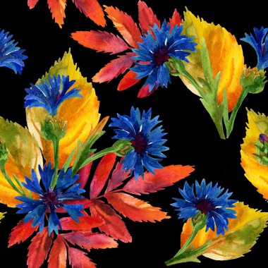 Suluboya çiçek desenli, çiçekli doku. 