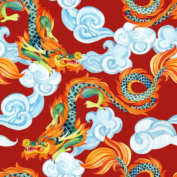 Chinese Dragon seamless pattern. Asian dragon illustration — Stock Photo, Image