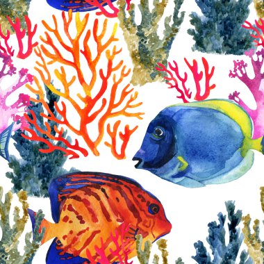 mercan ve balıklar seamless modeli