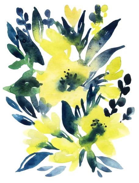 Ручні розфарбовані акварельні квіти — стокове фото