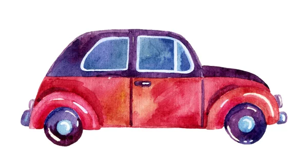 Carro aquarela, ilustração pintada à mão . — Fotografia de Stock