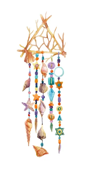 Watercolor ethnic dreamcatcher. — Stock Photo, Image