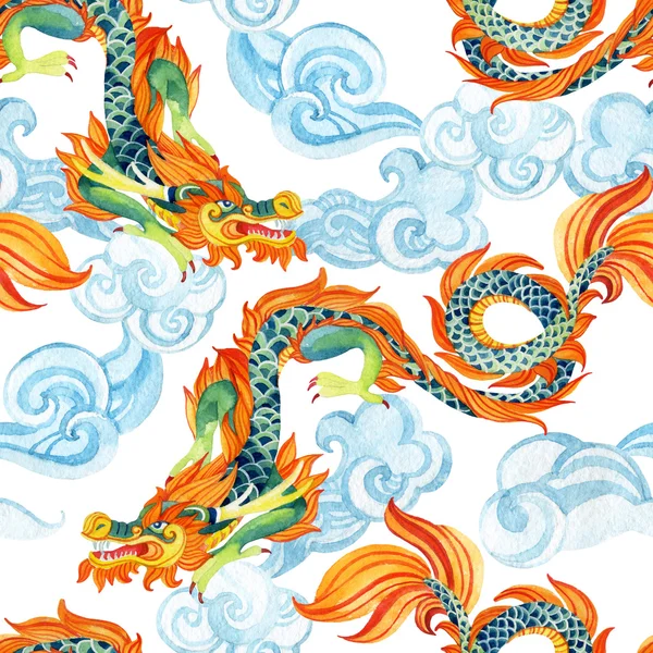 Dragon chinois motif sans couture. Illustration dragon asiatique — Photo