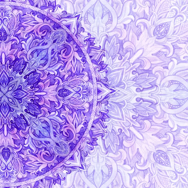 Mandala acuarela. Encaje tradicional en colores naturales — Foto de Stock