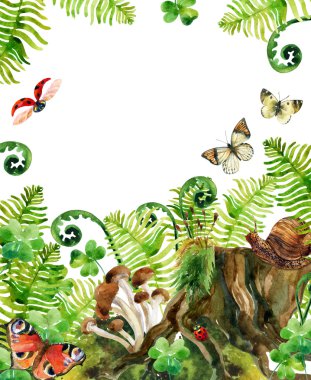 Orman suluboya arka plan. 