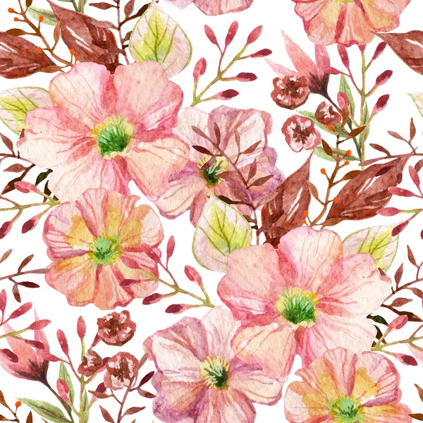 Çiçekler ile Seamless modeli. Suluboya resim.