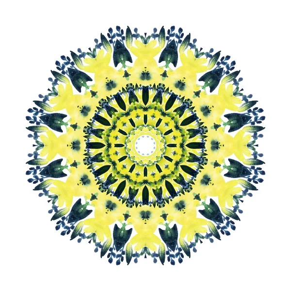 Akvarell virág Mandala. Természetes csipke izolált fehér alapon. — Stock Fotó