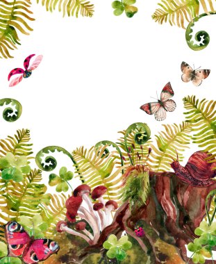 Orman suluboya arka plan. 