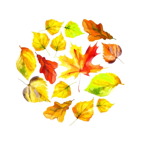Waterkleur herfst bladeren achtergrond — Stockfoto