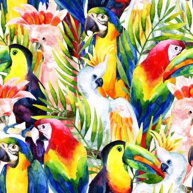 suluboya papağan seamless modeli