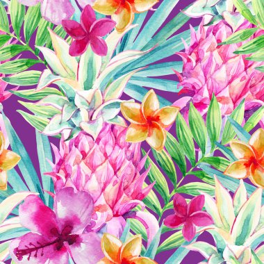 Suluboya ananas meyve seamless modeli