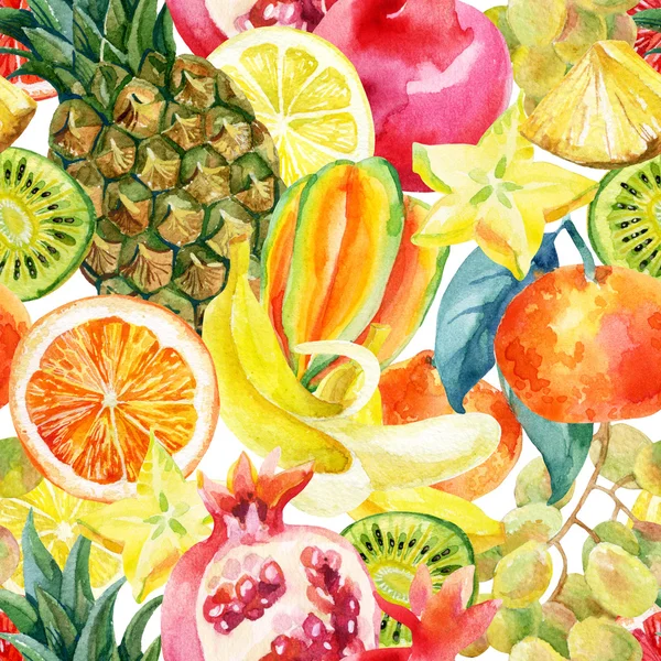 Exotische fruitmix aquarel naadloze patroon — Stockfoto