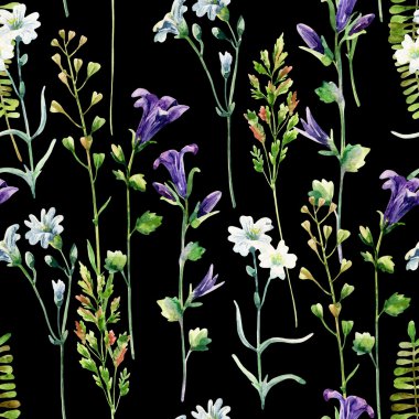 Suluboya çayır çiçek seamless modeli