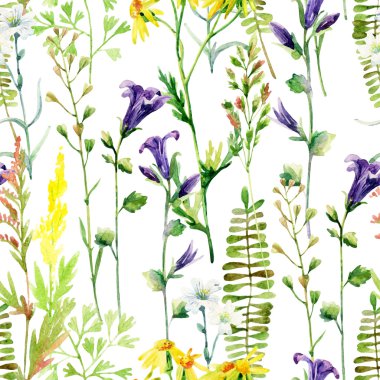 Suluboya çayır çiçek seamless modeli