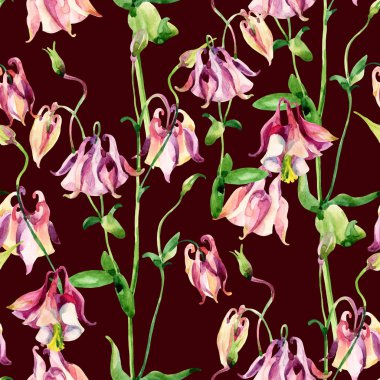 Suluboya çayır çan çiçekleri dikişsiz desen