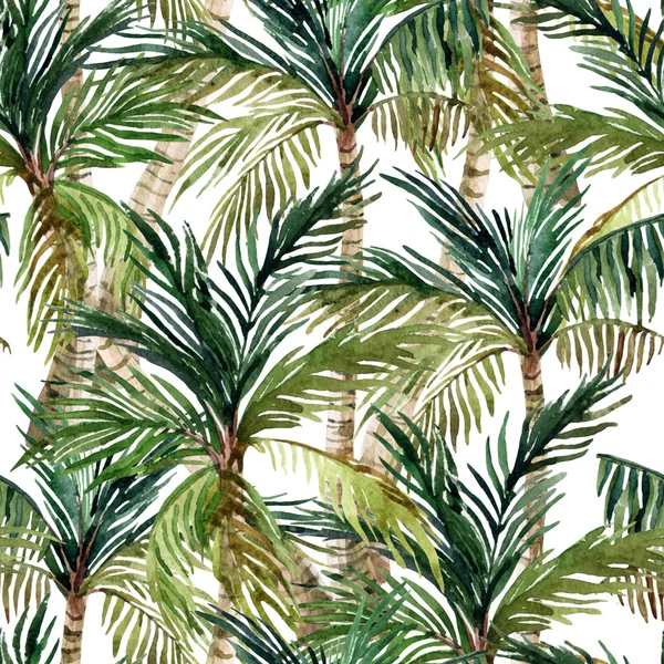 Palmeira aquarela padrão sem costura — Fotografia de Stock