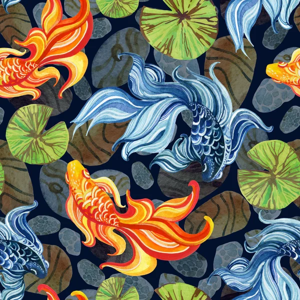 Akvarel asijské goldfishes — Stock fotografie