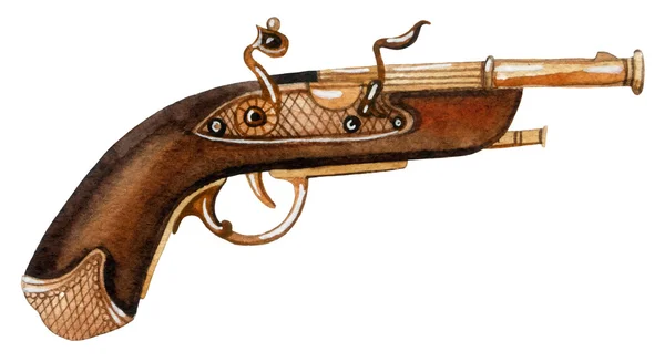Akwarela pistolet skałkowy — Zdjęcie stockowe