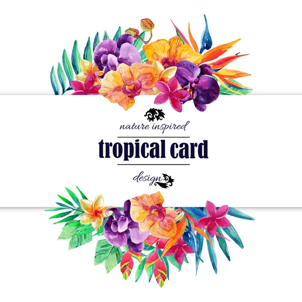 Tropical floral card in watercolor — Stock Photo, Image