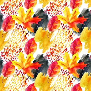 Sonbahar ash, suluboya akçaağaç yaprağı dokulu arka plan.