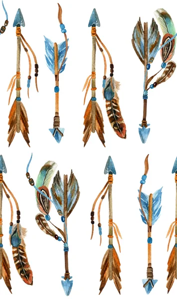 Aquarelle flèches tribales motif sans couture . — Photo