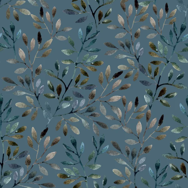 Aquarel naadloze patroon met takken. Herfst achtergrond — Stockfoto