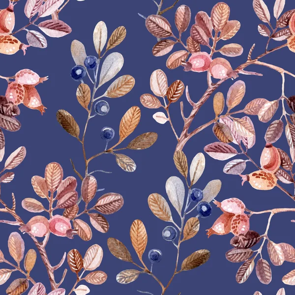 Watercolor seamless pattern with branches