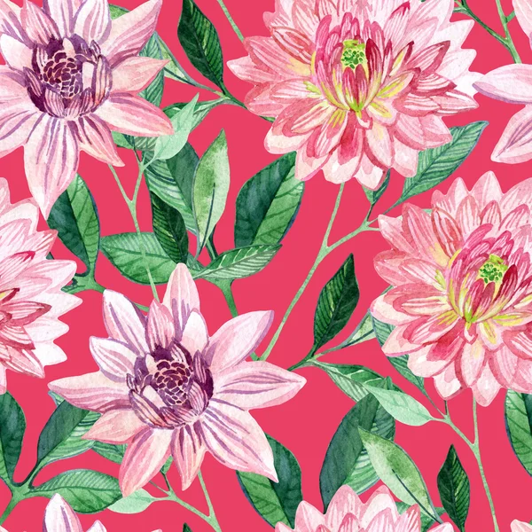 수채화과 꽃 원활한 패턴 — 스톡 사진
