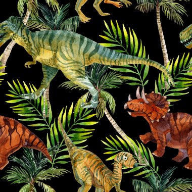 Dinozor suluboya seamless modeli