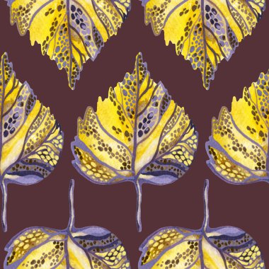 Suluboya sonbahar yaprak seti