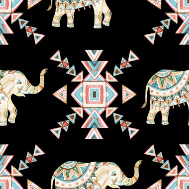 Hint fil suluboya kabile dikişsiz desen