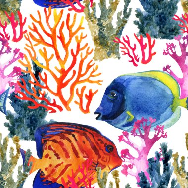 mercan ve balıklar seamless modeli