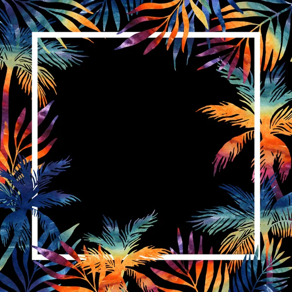 Palm stromy akvarel rám — Stock fotografie