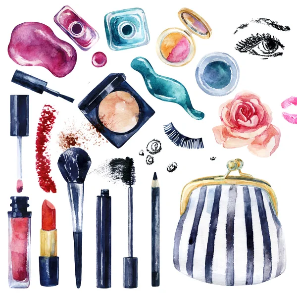 Aquarell Schönheit Kollektion für Make-up. modisches Design — Stockfoto