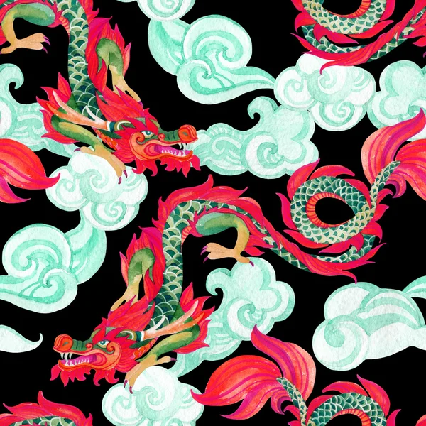 Chinese Dragon seamless pattern. Asian dragon illustration — Stock Photo, Image