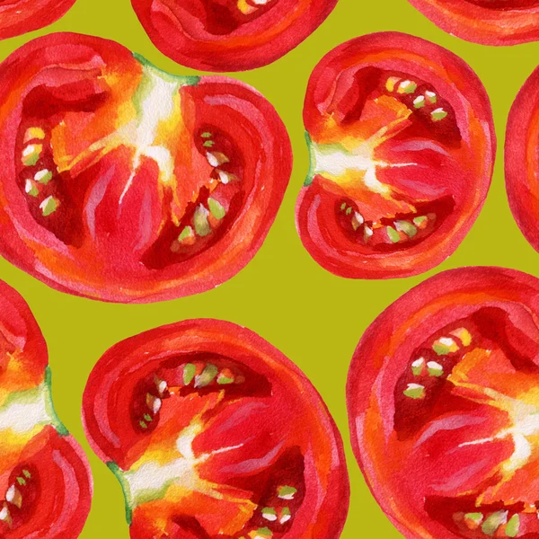Ντομάτα χωρίς ραφή πρότυπο ακουαρέλα. — Φωτογραφία Αρχείου