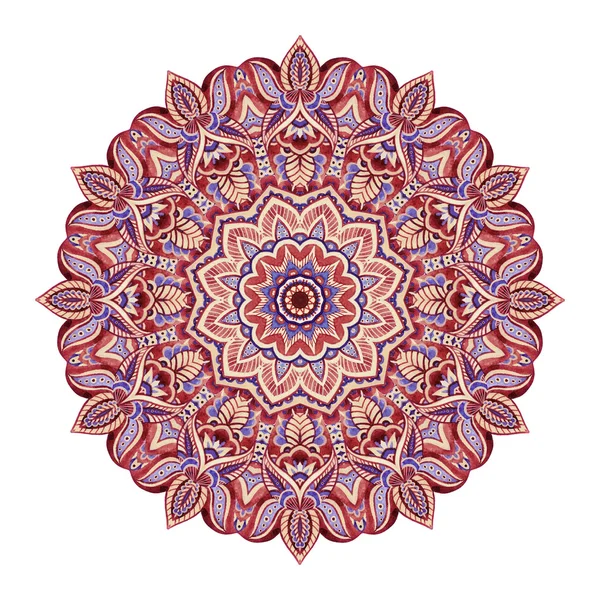 Mandala acuarela en estilo indio. Encaje tradicional aislado sobre fondo blanco . —  Fotos de Stock