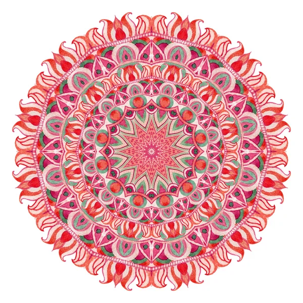 Mandala acuarela con geometría sagrada. Encaje adornado aislado sobre fondo blanco . —  Fotos de Stock