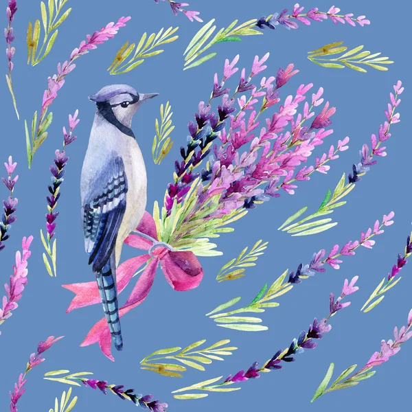 Mavi bir arka plan üzerinde mavi alakarga seamless modeli.